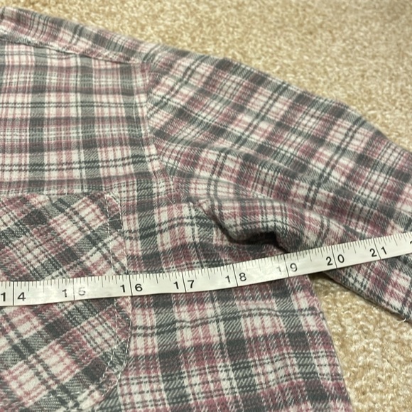Lauren Brooke 100% Cotton Soft Brushed Pink/Purple/Grey Flannel Button Up Shirt - Picture 10 of 11